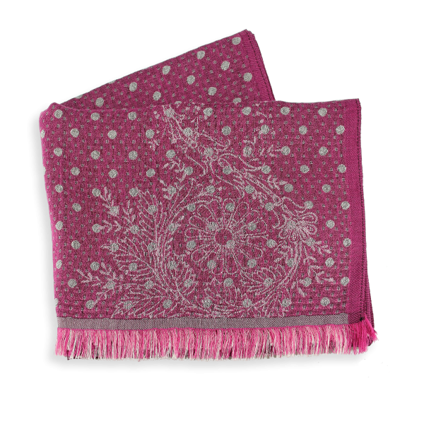 Echarpe-femme-laine-rose-pois-Dentelle