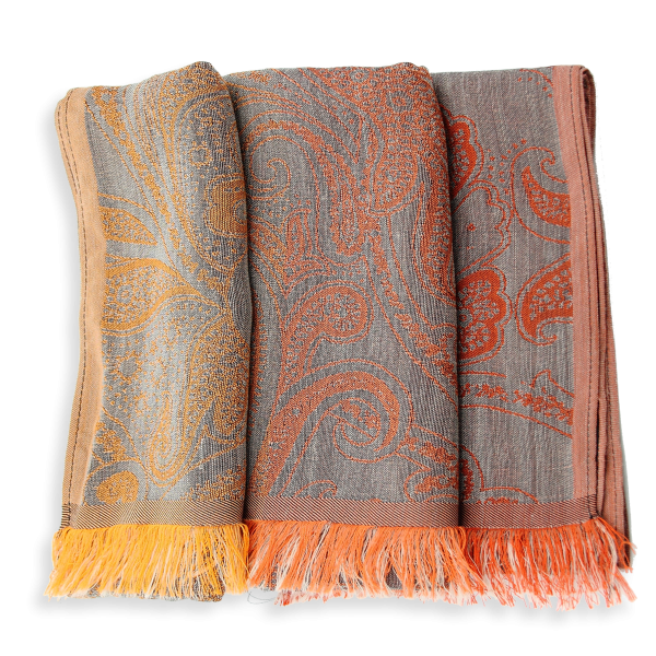 Echarpe-femme-laine-mérinos-soie-roux-marron-Mélodie