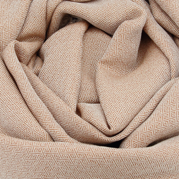Echarpe-mixte-beige caramel-écrue-laine-soie-Domino