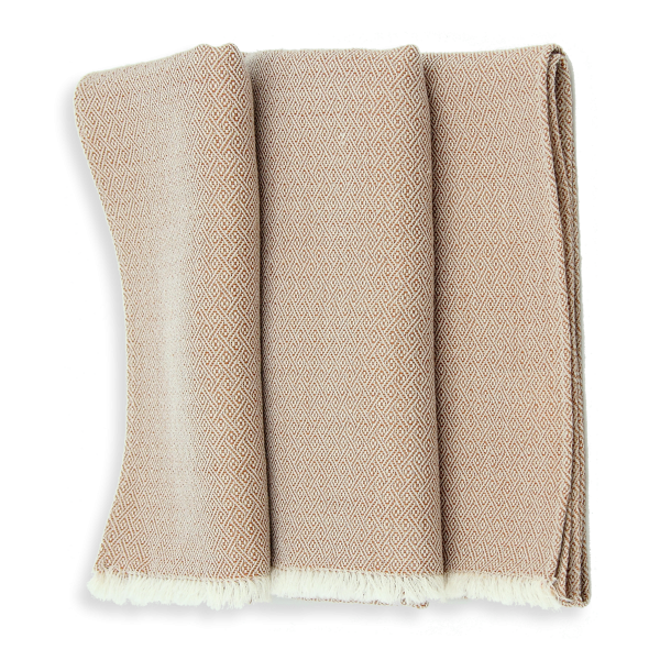 Echarpe-mixte-beige caramel-écrue-laine-soie-Domino
