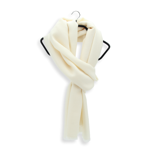 Echarpe-homme-femme-blanche-écrue-laine-soie-Domino