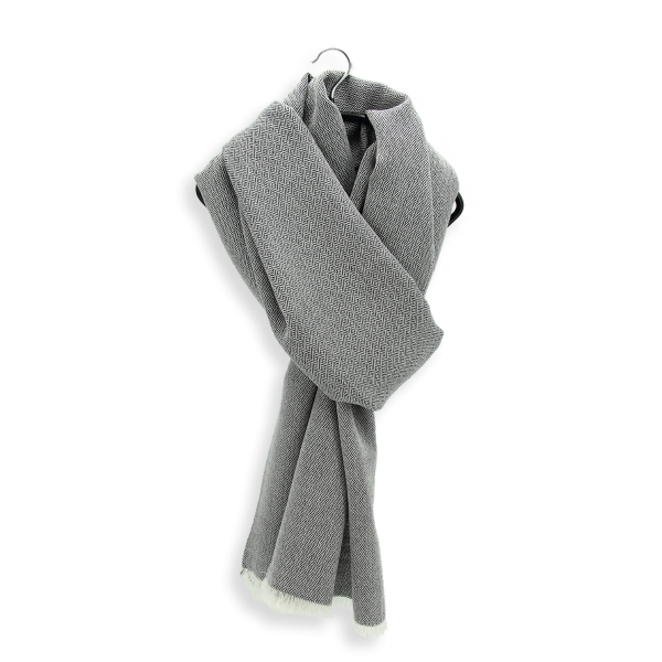 Echarpe-homme-femme-noire-laine-soie-Domino