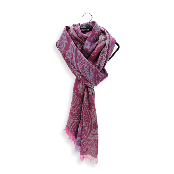 Echarpe-femme-laine-mérinos-soie-rose-magenta-Mélodie