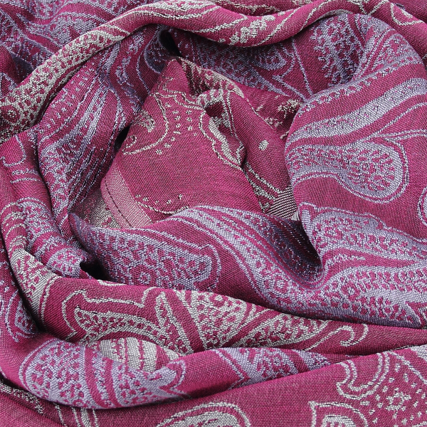Echarpe-femme-laine-mérinos-soie-rose-magenta-Mélodie