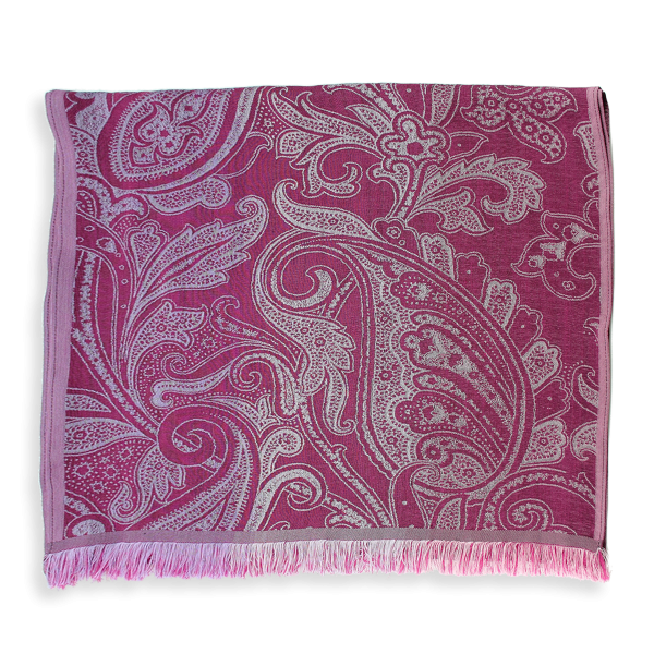 Echarpe-femme-laine-mérinos-soie-rose-magenta-Mélodie