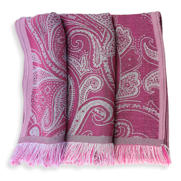 Echarpe-femme-laine-mérinos-soie-rose-magenta-Mélodie