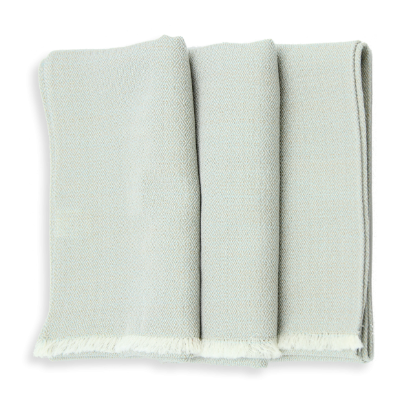 Echarpe-mixte-vert aqua-écrue-laine-soie-Domino