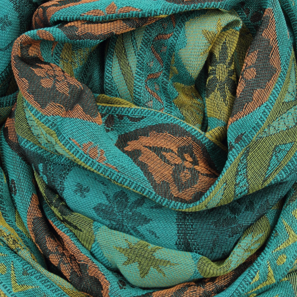 Echarpe-laine-mérinos-coton-soie-vert-turquoise-Chanson