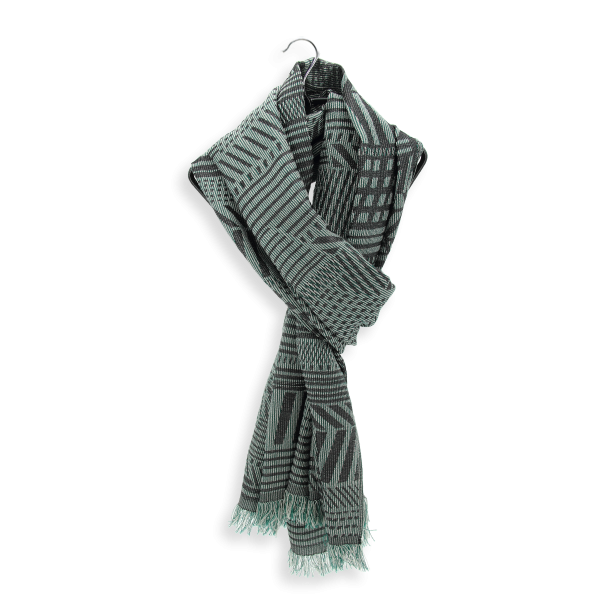 Echarpe-homme-laine-soie-vert-doux-Kyoto