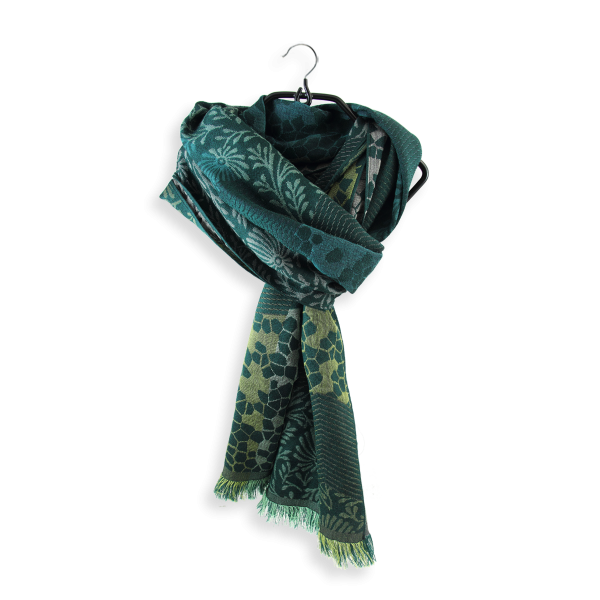 Echarpe-femme-laine-soie-vert-sapin-Charme