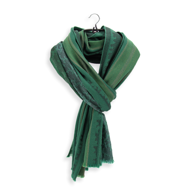 Echarpe-laine-soie-femme-verte-Arborescence-fabrique-en-France