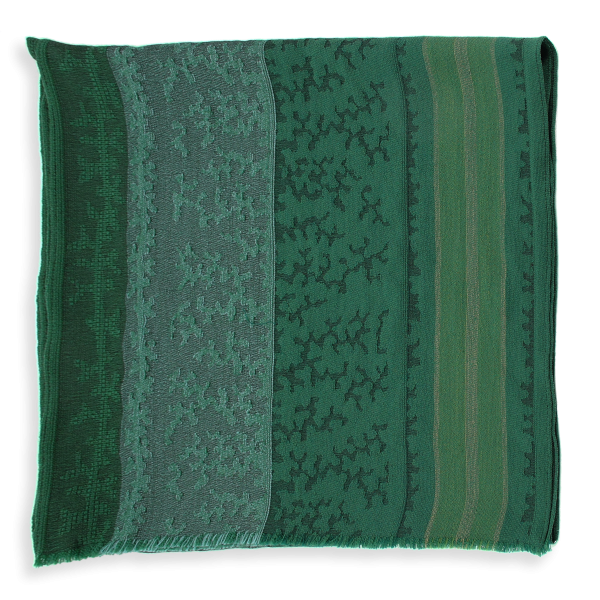 Echarpe-laine-soie-femme-verte-Arborescence-fabrique-en-France