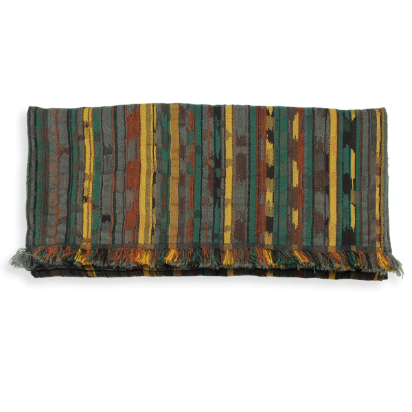 Echarpe-homme-laine-soie-vert-kaki-fabrique-en-France-Orpheon