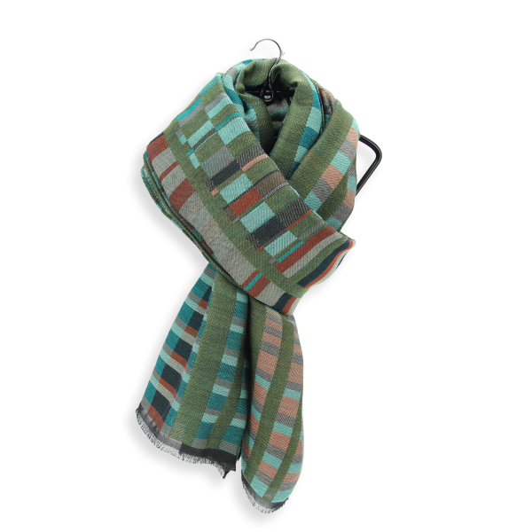 Echarpe-homme-vert-laine-coton-Parade