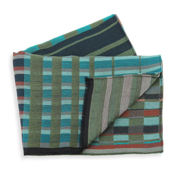 Echarpe-homme-vert-laine-coton-Parade