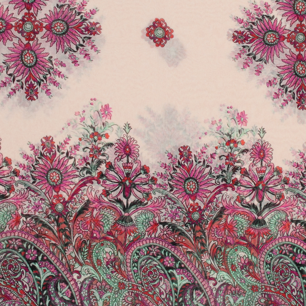 Grande écharpe-femme-moussline-soie-imprimée-rose