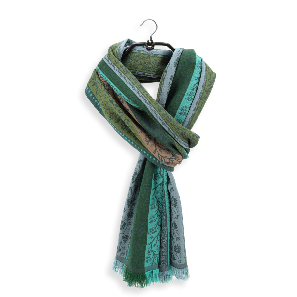 Echarpe-homme-laine-soie-coton-vert-Romain