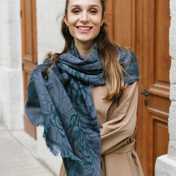 Etole-femme-cachemire-coton-soie-mauve-canard-Ronsard