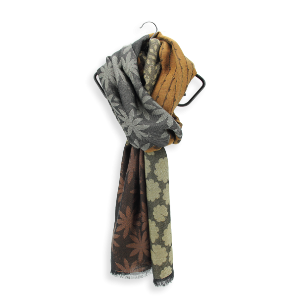 Grande-étole-femme-ocre-marron-modal-coton-soie-Jeannette
