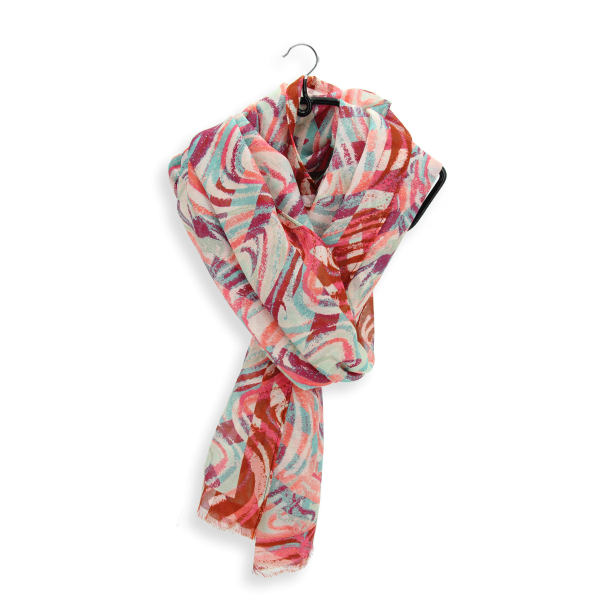 Cheche-femme-imprimé-coton-soie-rose-imprimé-Vagues