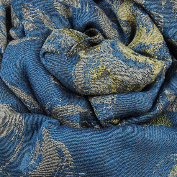 Etole-femme-laine-coton-soie-bleu-canard-Botanic-3A