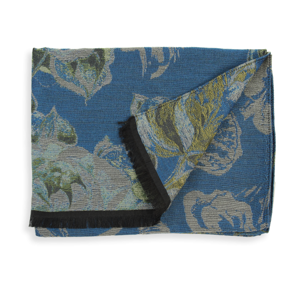 Etole-femme-laine-coton-soie-bleu-canard-Botanic-3A
