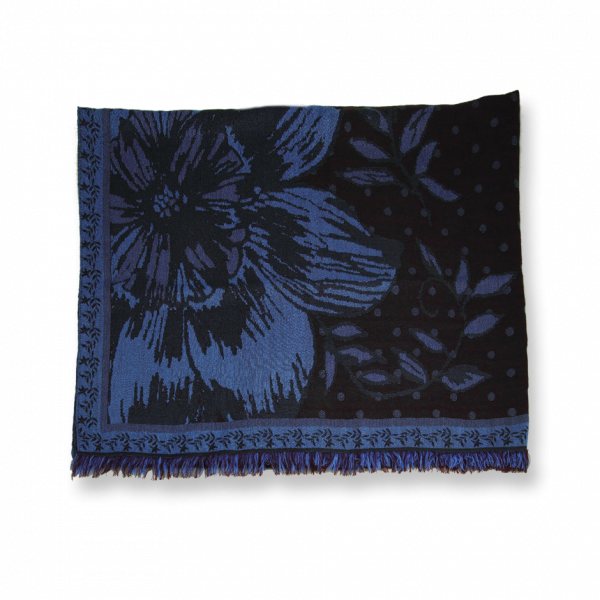 Etole-Maxi-Florale-laine-merinos-coton-soie-fabrique-en-france-bleu-bordeaux