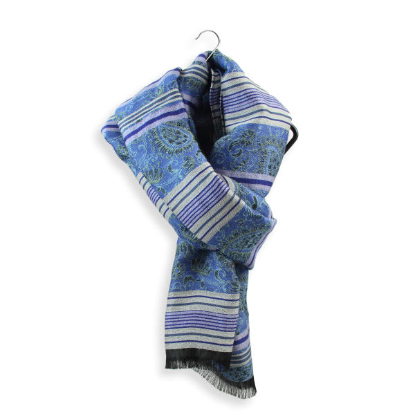 Etole-mixte-laine-coton-soie-bleu-Romance-fabrication-française-Romance