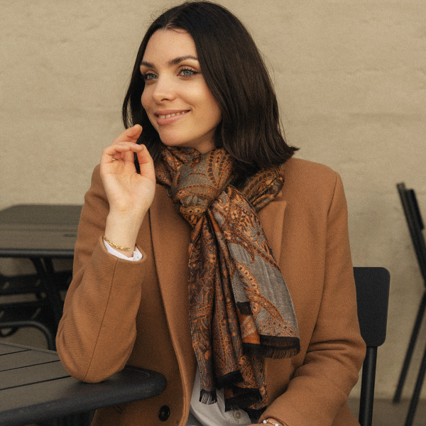 Etole-femme-laine-coton-soie-gris-cuivre-Paisley