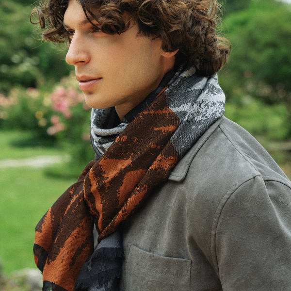 Maxi-etole-homme-femme-laine-merinos-modal-cuir-gris-Esprit