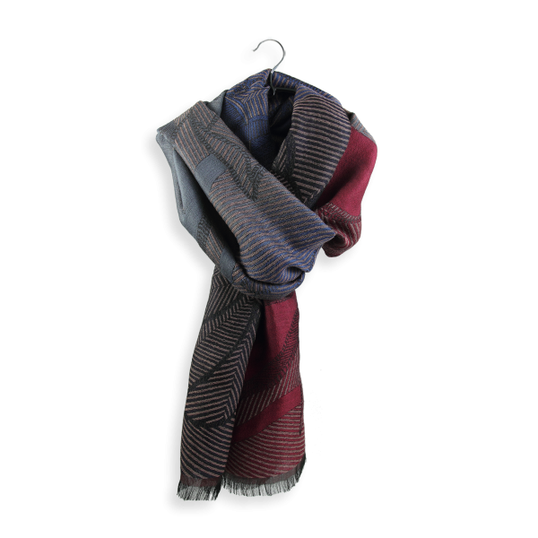 Echarpe-Lys-laine-merinos-soie-coton-fabrique-en-france-rose-bleu-marine