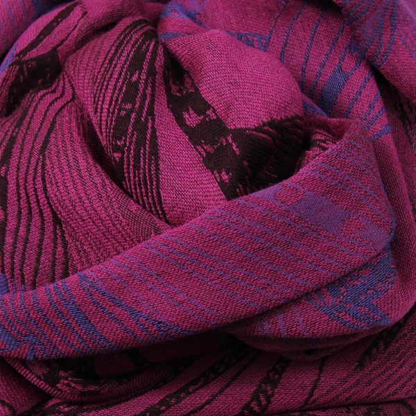 Etole-femme-laine-mérinos-coton-soie-rose-fuchsia-Venise