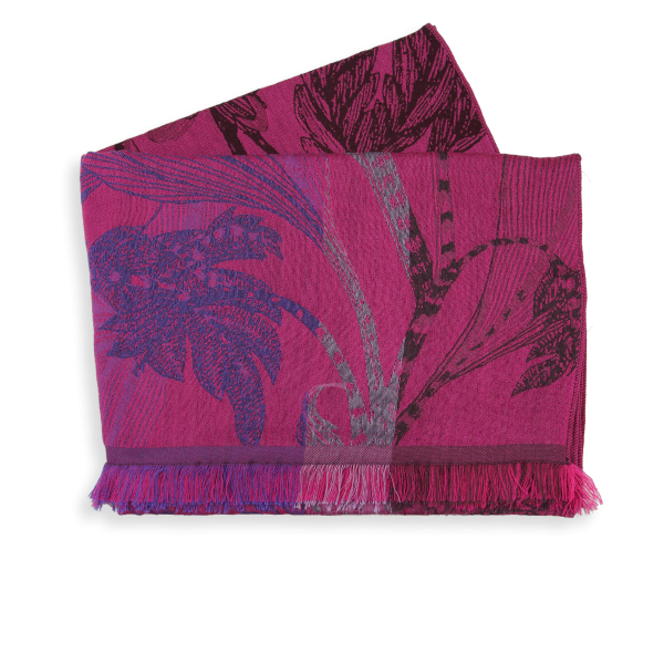 Etole-femme-laine-mérinos-coton-soie-rose-fuchsia-Venise