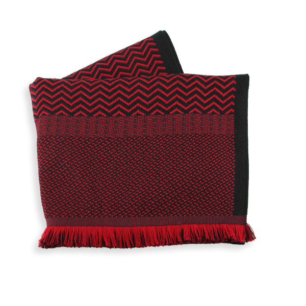 Echarpe-homme-laine-soie-rouge-noir-Sporty