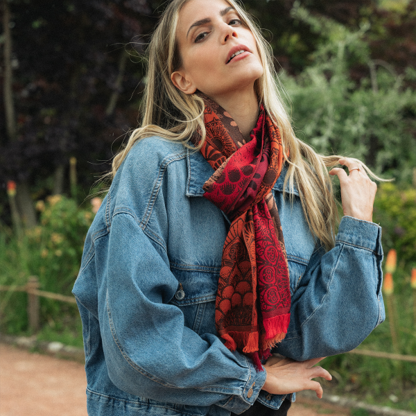 Etole-femme-laine-mérinos-soie-rouge-orange-Mood-1A