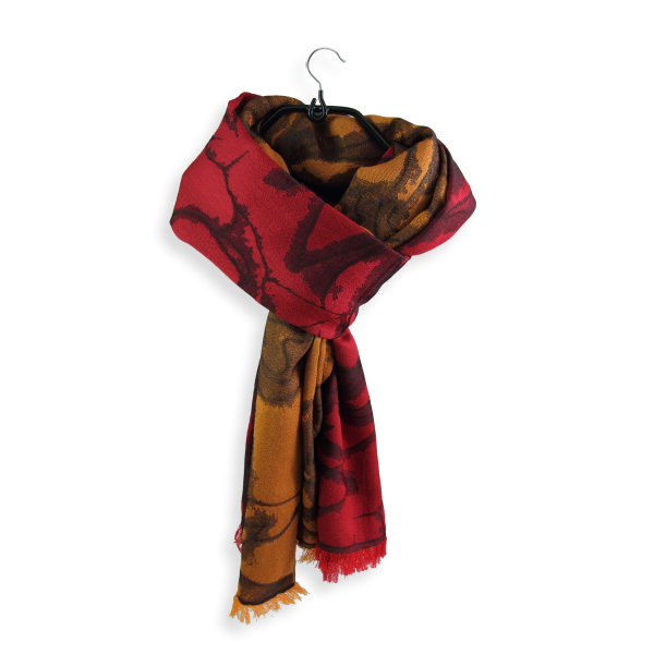 Echarpe-femme-laine-merinos-soie-fabrique-en-france-rouge-orange-Rosae