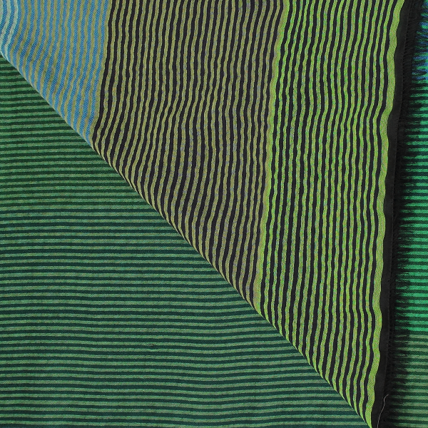 Etole-rayée-laine-soie-coton-vert-Kaleida