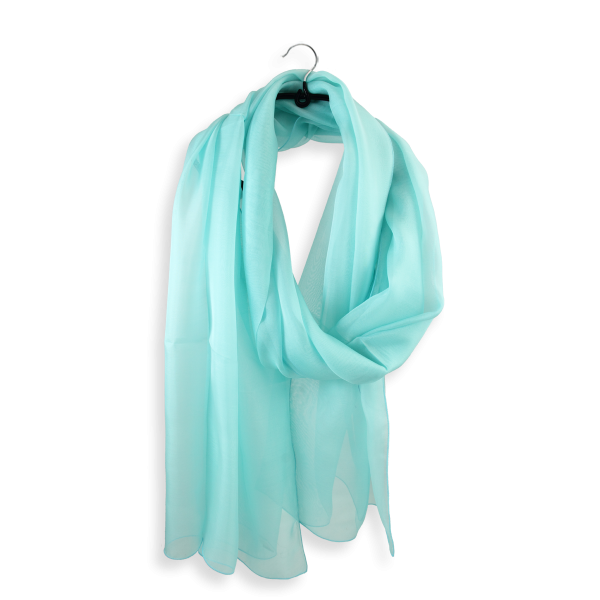 Etole-soie-unie-femme-bleu-aqua-fabrication-française