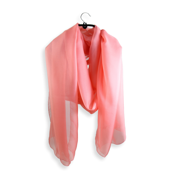 Etole mousseline soie unie fabrique en france rose corail