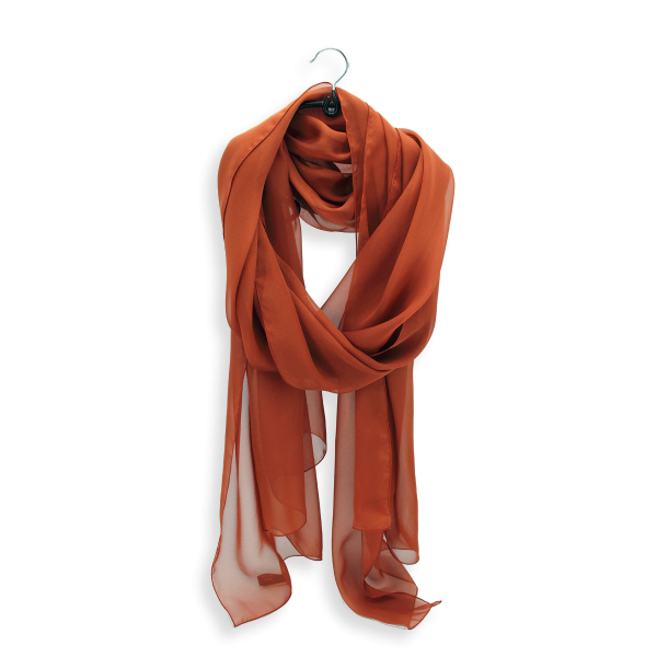 Etole-mariage-mousseline-soie-unie-marron-roux
