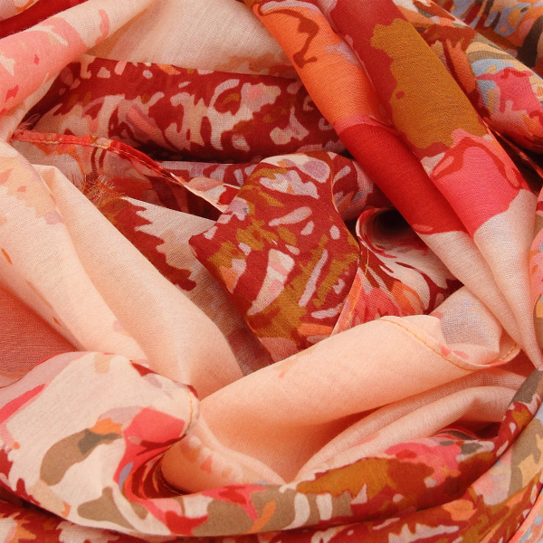 Foulard-femme-imprimé-coton-soie-orangé-Flowers