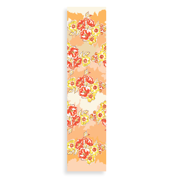 Foulard-femme-imprimé-orange-coton-soie-bouquet