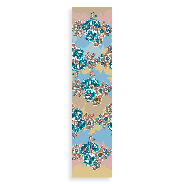 Foulard-femme-imprimé-turquoise-coton-soie-bouquet