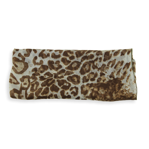 Foulard-femme-beige-soie-imprimée-peau de bête