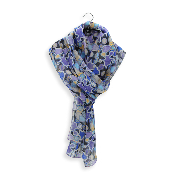 Foulard-femme-bleuet-soie-imprimée-Puzzle