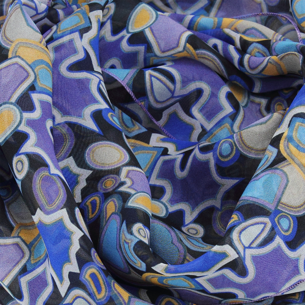 Foulard-femme-bleuet-soie-imprimée-Puzzle