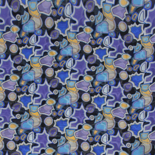 Foulard-femme-bleuet-soie-imprimée-Puzzle