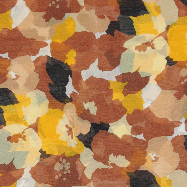 Foulard-femme-soie-imprimée-brun-beige-Floral