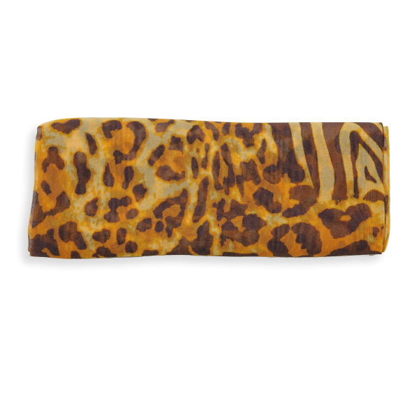 Foulard-femme-jaune or-soie-imprimée-peau de bête