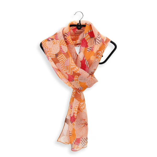 Foulard-femme-soie-imprimé-orange-Valentin